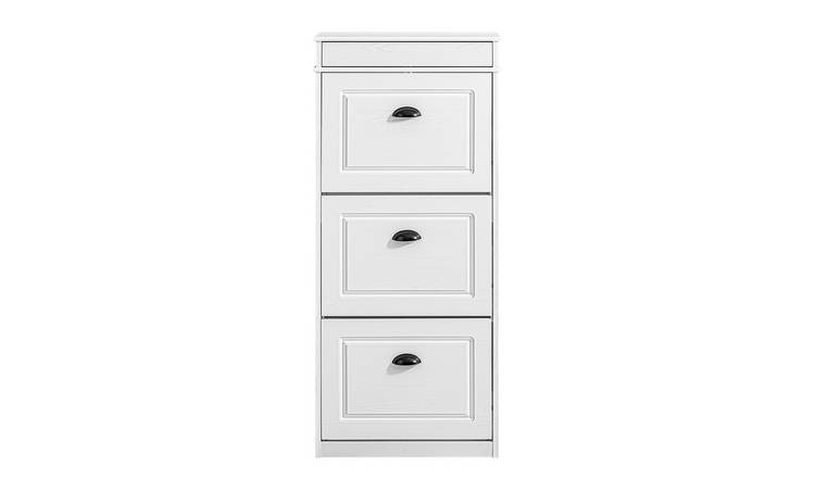 SoBuy 3 Flip Drawer 1 Side Drawer 1 Hook Slim Shoe Cabinet - White Vintage