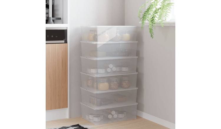 Walplus Pack of 6 Polypropylene Storage Boxes 10 L Stackable - 37 x 26 x 13 cm