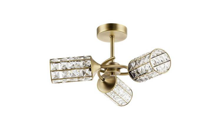 Happy Homewares Antique Brass with Cylindrical Acrylic Ceiling Light - 37cm