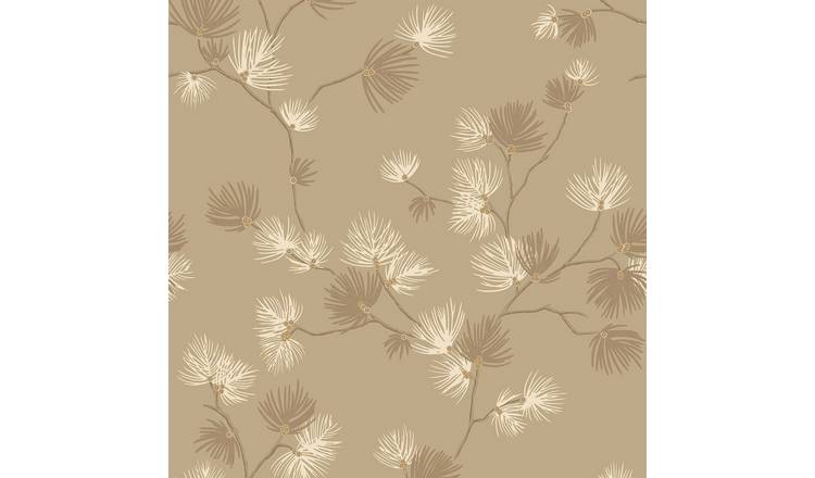 Belgravia Valentino Pine Textured Vinyl Wallpaper - Champagne