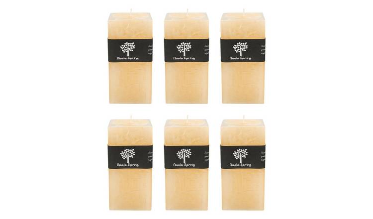 Nicola Spring 130ml Square Vanilla Pillar Candles Pack of 6 - Cream
