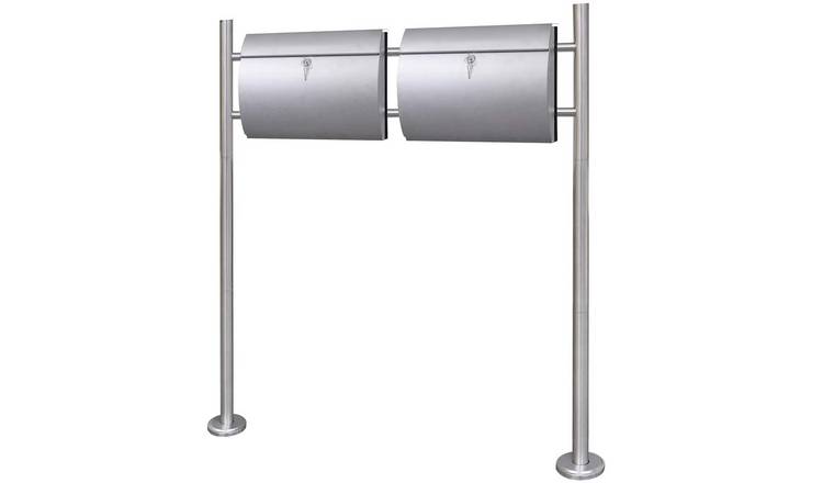 Walplus Stainless Steel Double Mailbox on Stand - 37.5 x 13 x 31 cm