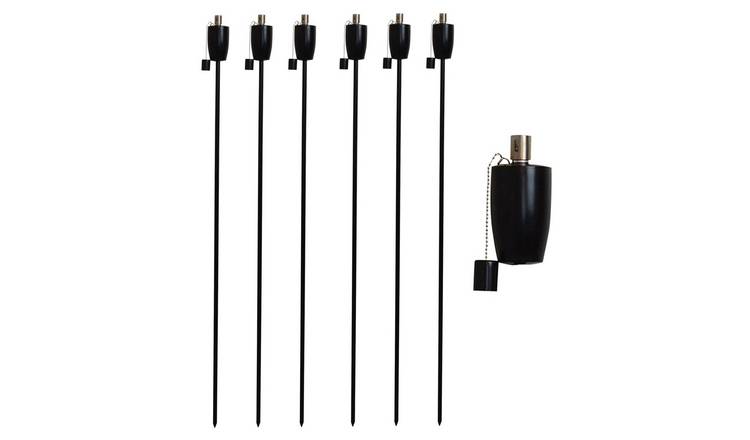 Harbour Housewares Metal Garden Torches - Barrel - Black - Pack of 6