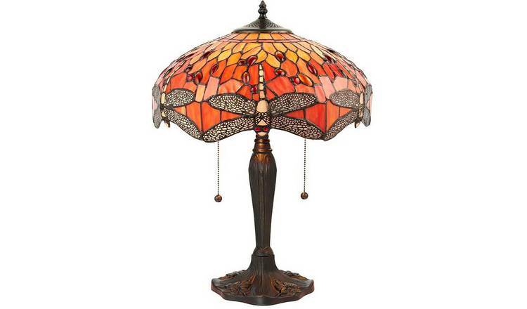 Loops Direct 41cm Diameter Zinc Alloy Table Lamp - Dark Bronze and Orange