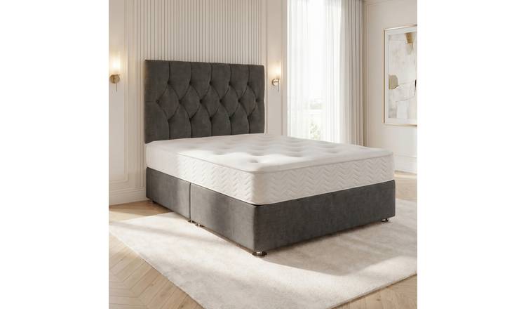Somnior Chester Linen Small Single Open Coil Divan Bed Set - Charcoal