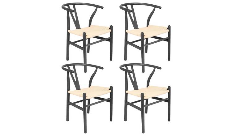 Nicholas Winter 4x Beech Wood Danish Style Dining Chairs - Black