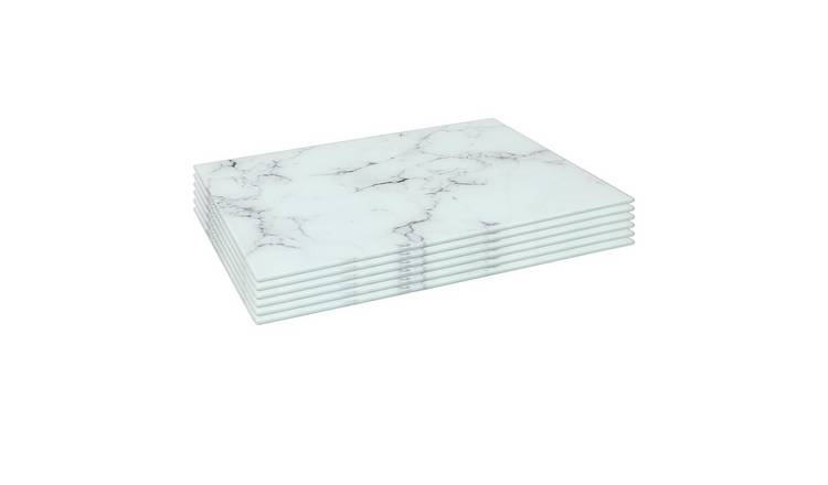 Harbour Housewares White Marble Glass Placemats - Set of 6 - 40 x 30cm