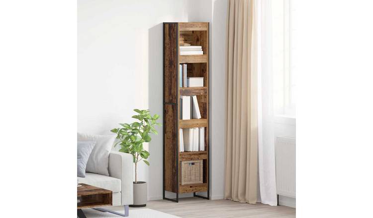 Walplus Engineered Wood Book Cabinet - Dark Wood - 40 x 30 x 189.5 cm
