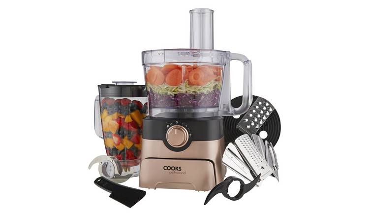 Cooks Professional Food Processor 1000W with 7 Blades - Black/Rose Gold