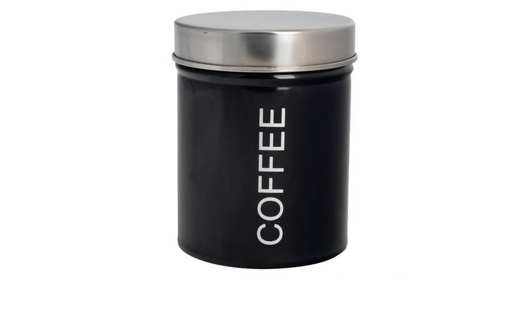 Harbour Housewares Round Metal Kitchen Coffee Canister - Black