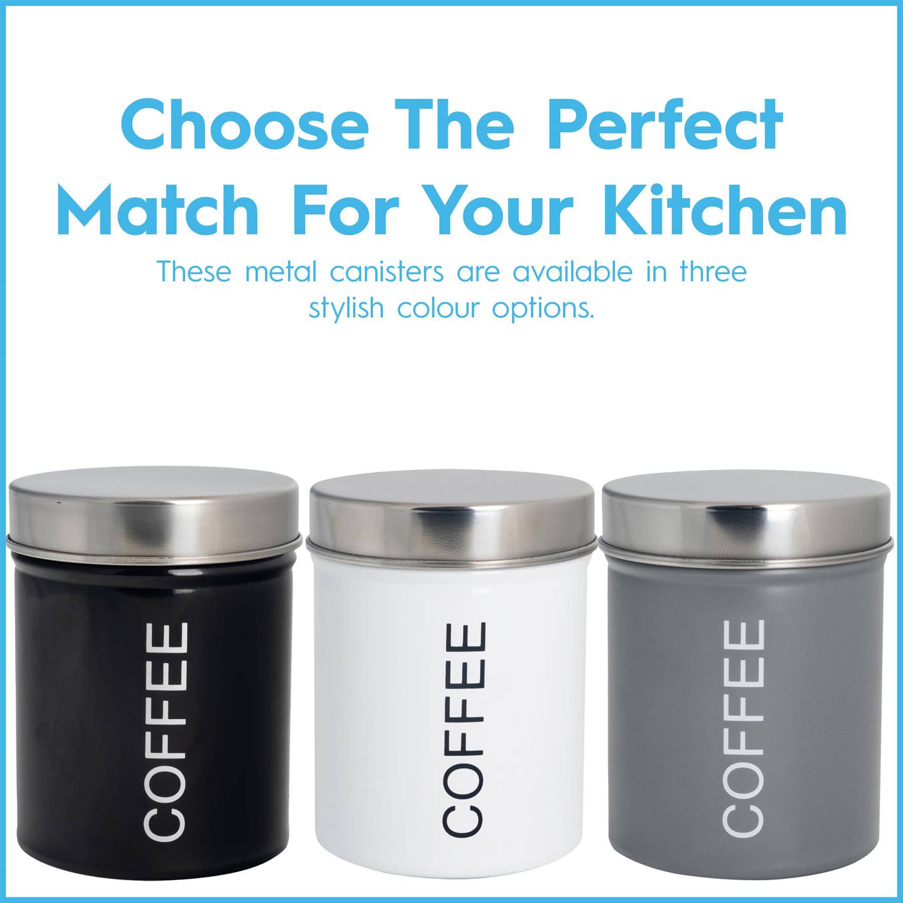 Harbour Housewares Round Metal Kitchen Coffee Canister - Black - Image 6