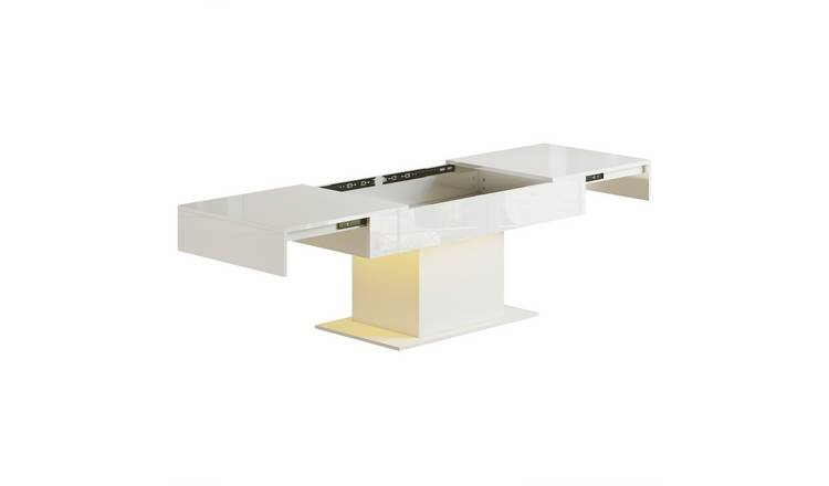 HOMCOM Modern Extendable Coffee Table with LED Lights - High Gloss White
