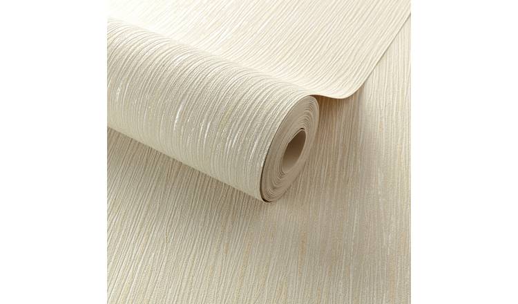 Grandeco Regency Plain Glitter Textured Blown Vinyl Wallpaper - Cream Gold