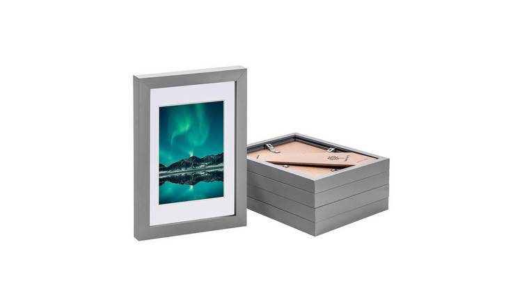 Nicola Spring Photo Frames - A5 with Mount - Set of 5 - Grey