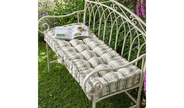 Dibor Greenfield 105x42cm Cotton Stripe Reversible Bench Cushion - Forest Green