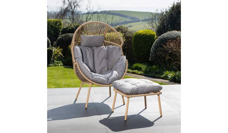 Artemis Home Nestara Standing Egg Chair and Stool - Light Brown