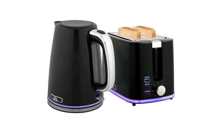 Homcom 1.7L 3000W Rapid Boil 2 Slice Kettle and Toaster Set – Black
