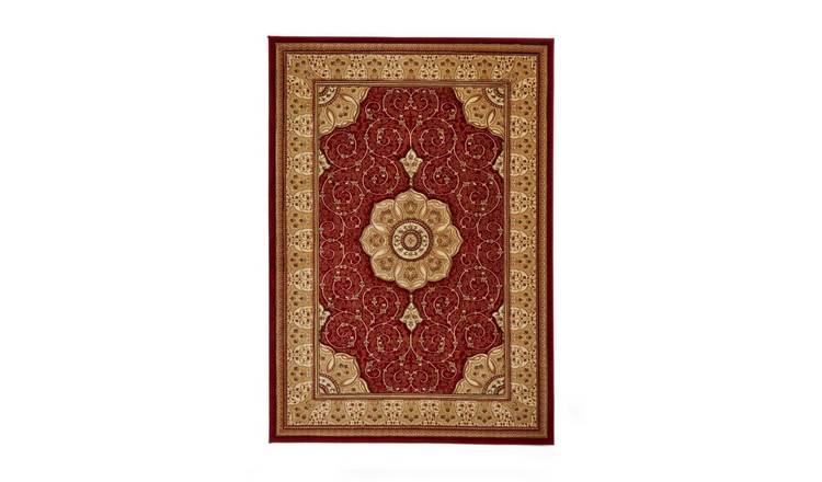 Mega Flooring Red Traditional Bordered Rug - 80 x 140cm