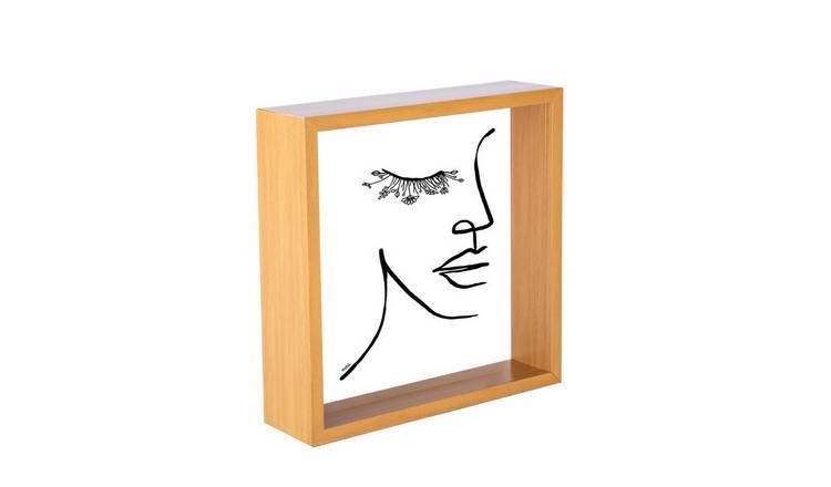 Nicola Spring 3D Deep Box Photo Frame - 8 x 8" - Light Wood