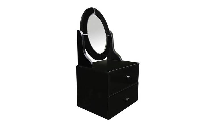 Orsina Gala Glass Vanity Mirror With Drawers - Black