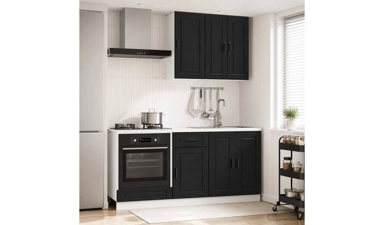 Walplus 5 Piece Engineered Wood Kitchen Unit Set - Black