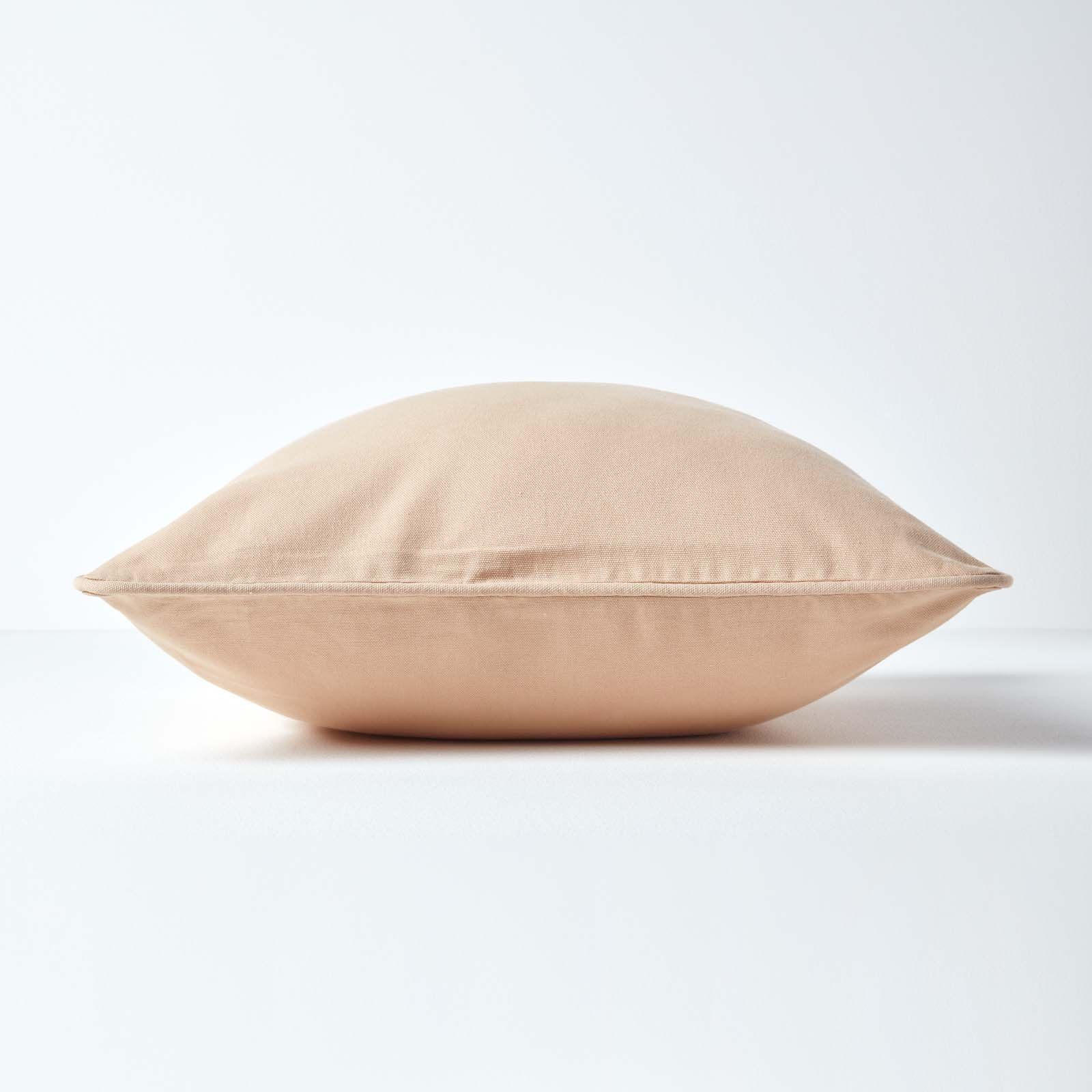 Homescapes Beige Cotton Plain Rectangular Cushion Cover - 30 x 50 cm - Image 2