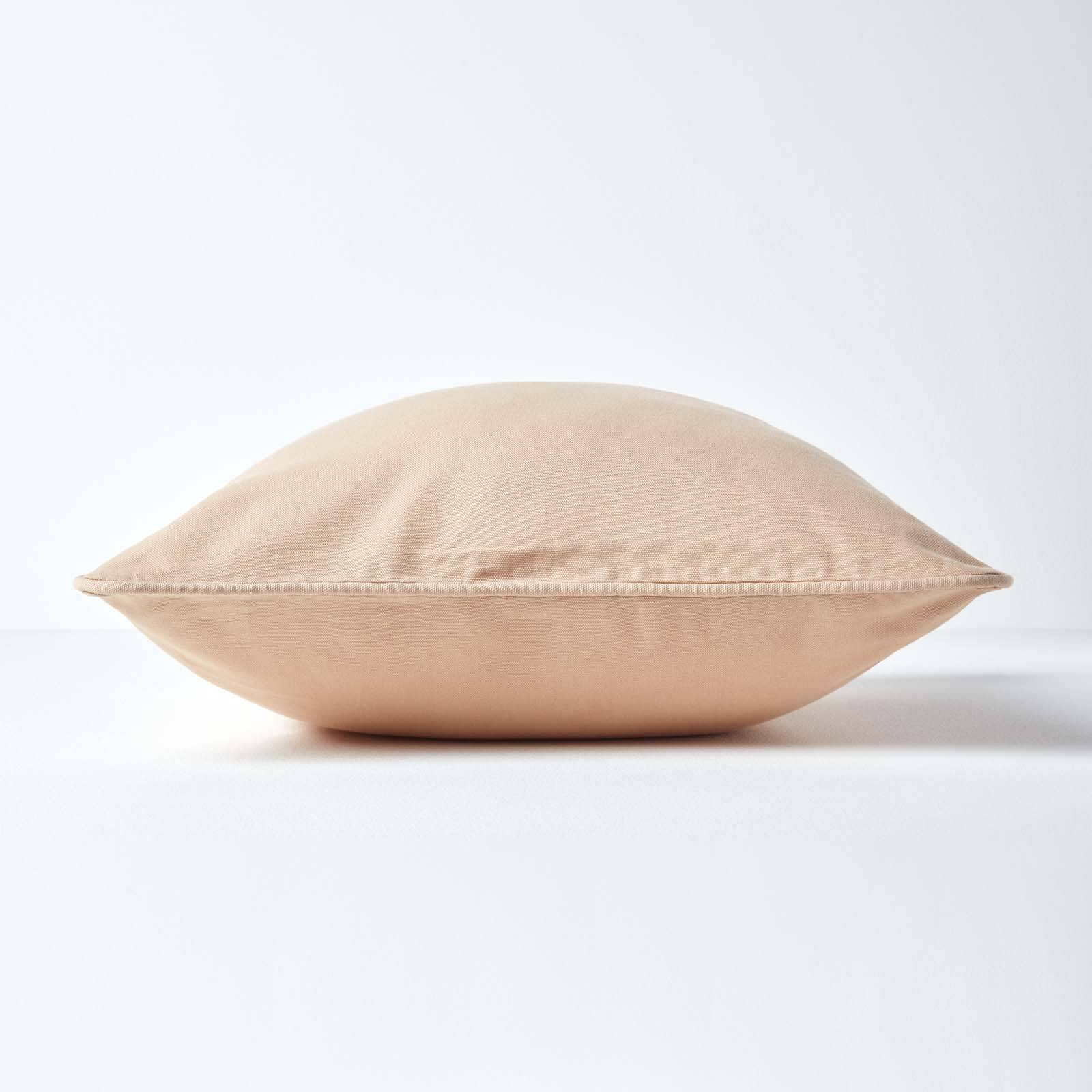 Homescapes Beige Cotton Plain Rectangular Cushion Cover - 30 x 50 cm - Image 2
