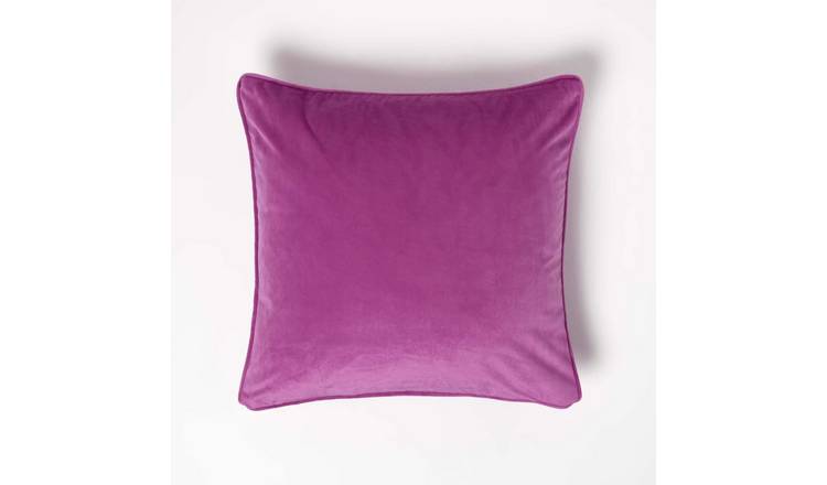 Homescapes Hot Pink Velvet Piped Edge Filled Cushion - 46 x 46 cm