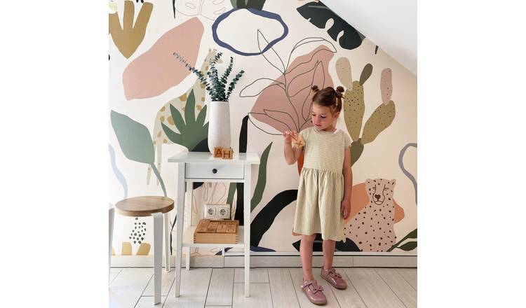 Grandeco Nursery Safari 4 Lane Repeatable Wallpaper Mural - 2 x 2.8m