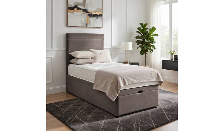 DS Living Majesty Single Velvet Ottoman Bed Frame - Grey