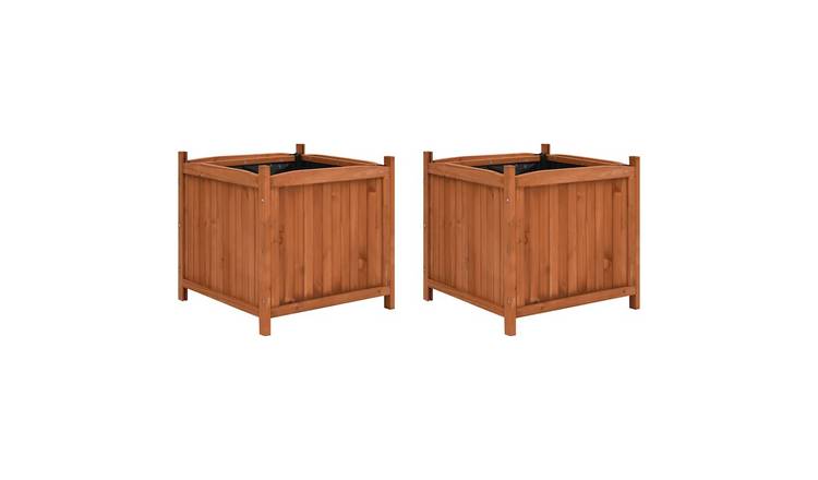 Walplus Pack of 2 Firwood Raised Garden Bed - 50 x 50 x 50 cm
