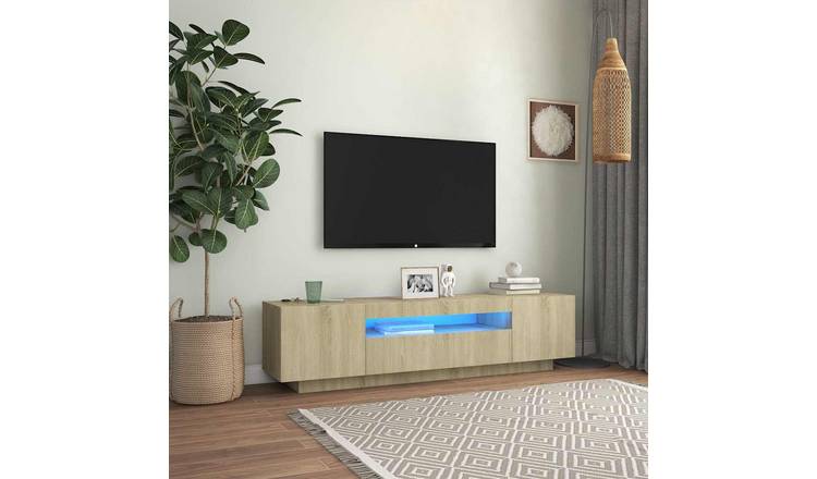 Walplus LED Engineered Wood TV Cabinet - Light Oak - 160 x 35 x 40 cm