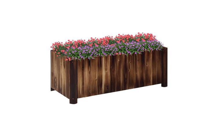 Outsunny Outdoor Flower Bed with Drainage Gaps - Carbonised