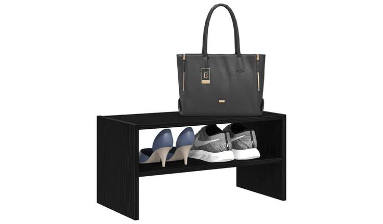 Walplus Engineered Wood Shoe Rack - Black Oak - 60 x 30 x 30.5 cm