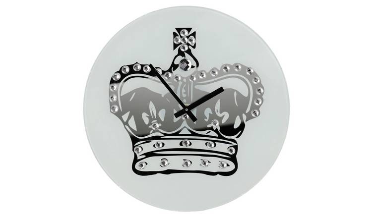 Orsina Lizzy 35cm Dia Glass Crown With Diamantes Wall Clock - Assorted