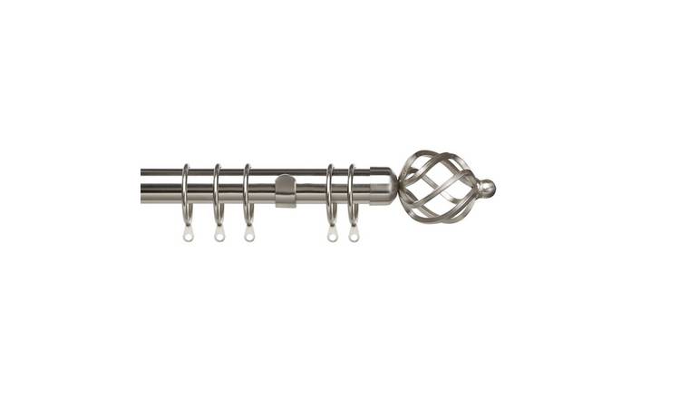 New Edge Blinds 25-28mm Silver Extendable Cage Curtain Pole - 200cm - 380cm
