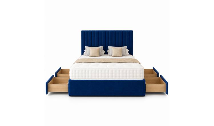 Comfy Deluxe 4ft6 Double     4 Drawer Suede  Divan Bed Set -  Blue