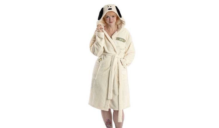 Peanuts Snoopy Adult Womens White Hooded Bathrobe - XXL