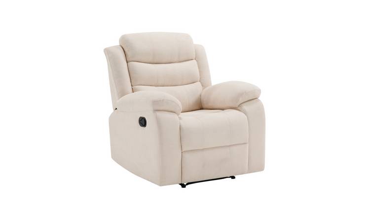 Furniture Online Boston 1 Seater Fabric Manual Recliner Chair - Beige