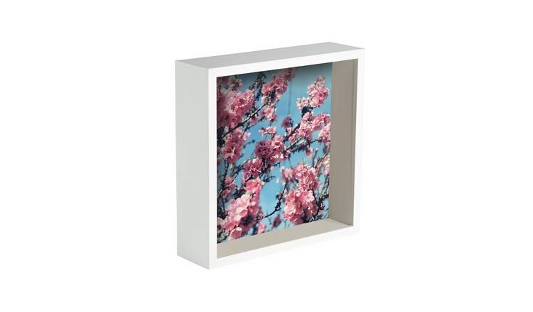 Nicola Spring 3D Deep Box Photo Frame - 8 x 8" with Mount - White/White