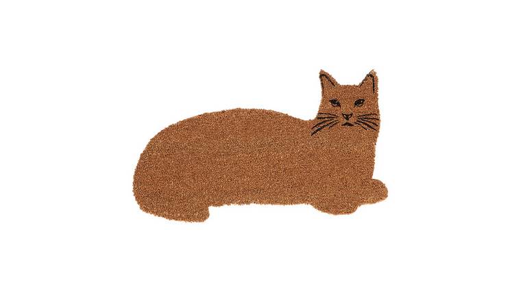 Homescapes Cat Shaped Non-Slip Coir Doormat