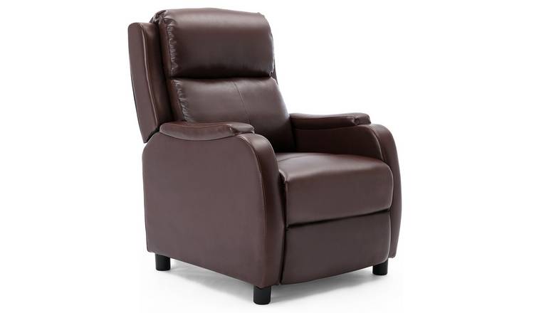 Furniture Online Churwell Bonded Leather Pushback Recliner Chair - Brown