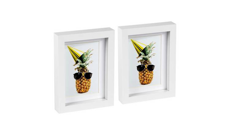 Nicola Spring 3D Box Photo Frames - 5" x 7" with Mount - Set of 2 - White