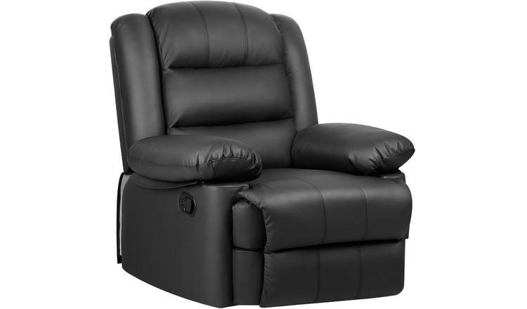Rattantree Faux Leather Manual Recliner Chair with Footrest Armchair - Black