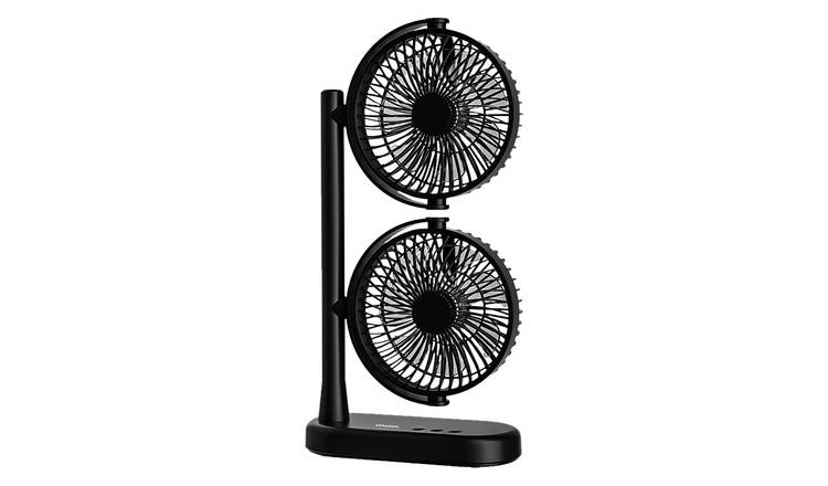 Schallen Double Headed Fan with USB-C Power & Adjustable Speeds - Black