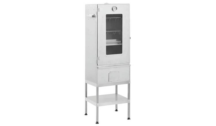 Walplus Galvanised Steel BBQ Oven Smoker with Window - 44.5 x 29 x 83 cm