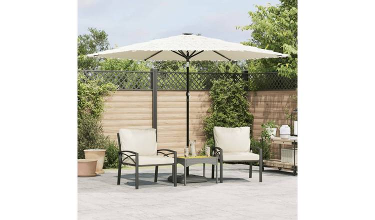 Walplus Polyester Garden Parasol - White - 288 x 288 x 225 cm