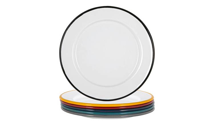 Argon Tableware White Enamel Side Plates - 6 Colours
