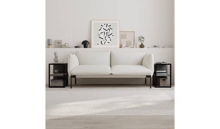 Decortie Echo Metal Frame Particleboard 3-Tier Side Table Set - Grey