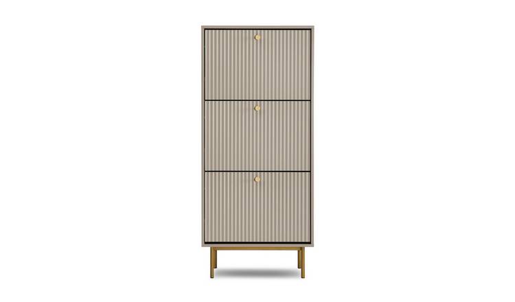 HomeGardenDirect Devon Fluted Shoe Storage Cabinet - Grey